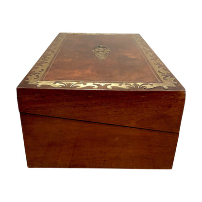 Victorian mahogany writing slope, brass inlay, secret drawers