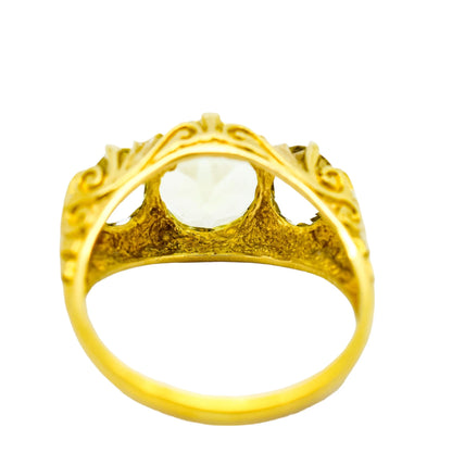 1970's 9ct yellow gold lemon citrine statement trilogy ring, size N ½
