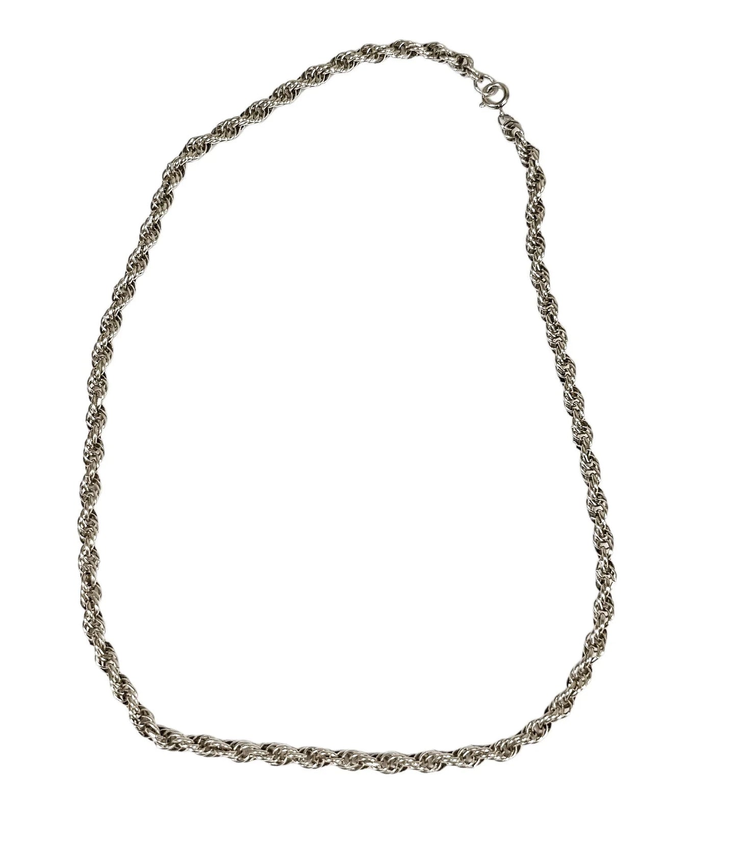 Vintage 1960's thick sterling silver twist rope chain unisex necklace