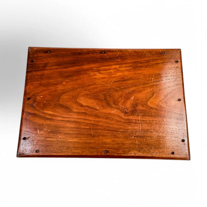 Antique Arts & Crafts mahogany hand-carved serving tray with fruit and leaf decoration, Victorian décor c. 1890s