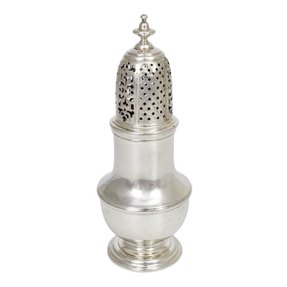 George II large sterling silver pepper pot / sugar sifter, Samuel Wood, 1740