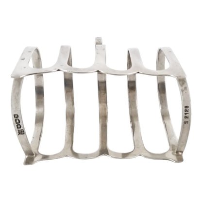 Art Deco sterling silver 5-bar 4 slot bachelor domed toast rack, circular form