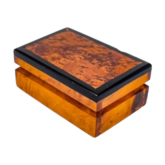Art Deco burr amboyna table cigarette holder box / vide poche