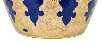 Chinese export porcelain lidded floor vase, cobalt blue and 24kt gold