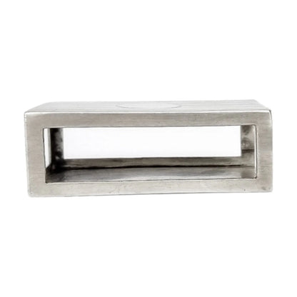 Art Deco sterling silver matchbox holder with vacant cartouche and banded design