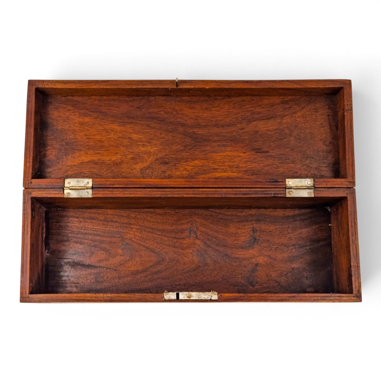 Victorian walnut piqué glove box with lock and key