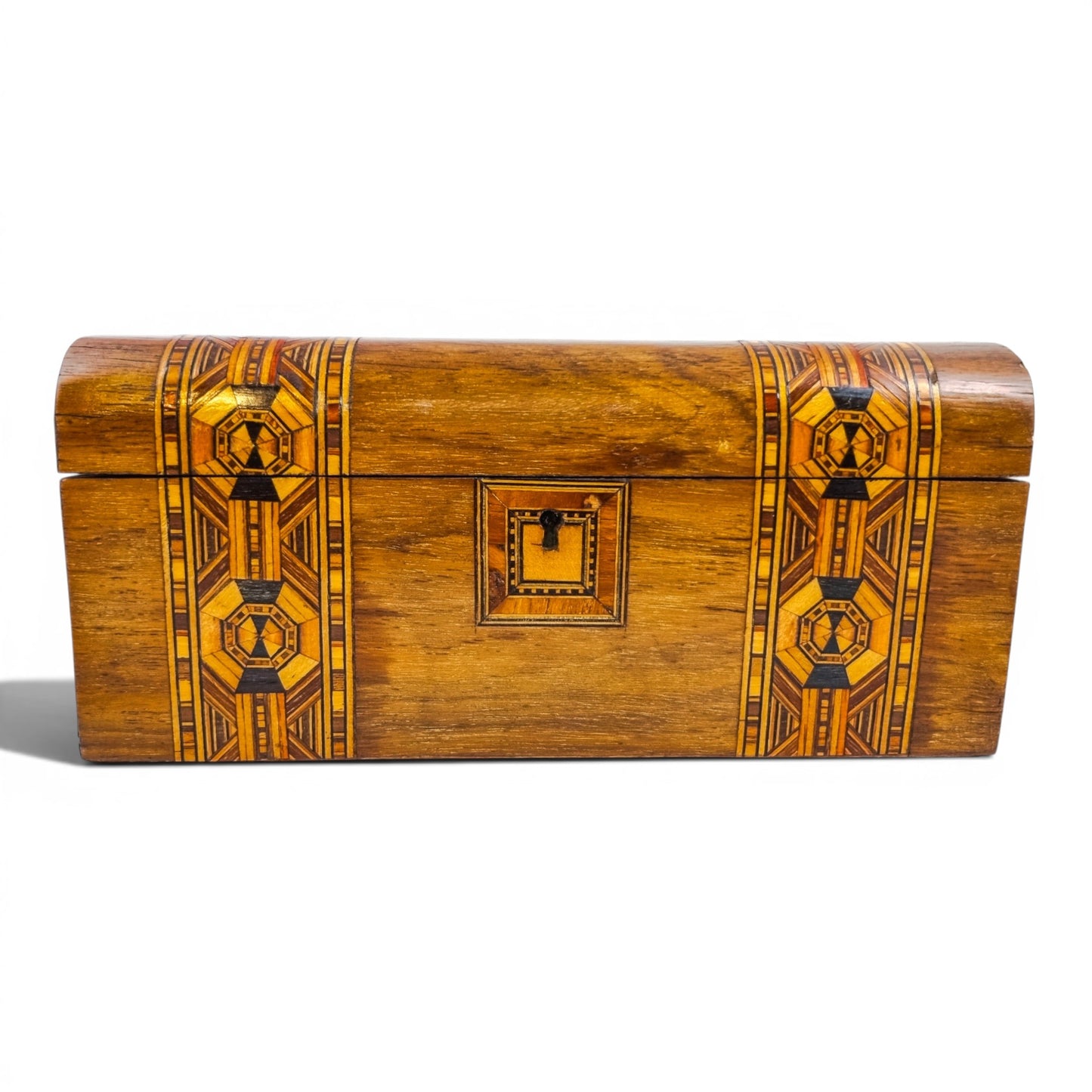 Victorian Tunbridge Ware walnut sewing box, mosaic
