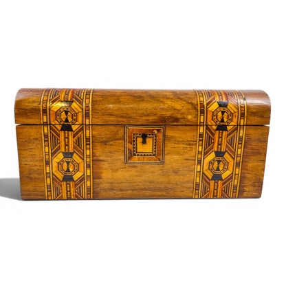 Victorian Tunbridge Ware walnut sewing box, mosaic