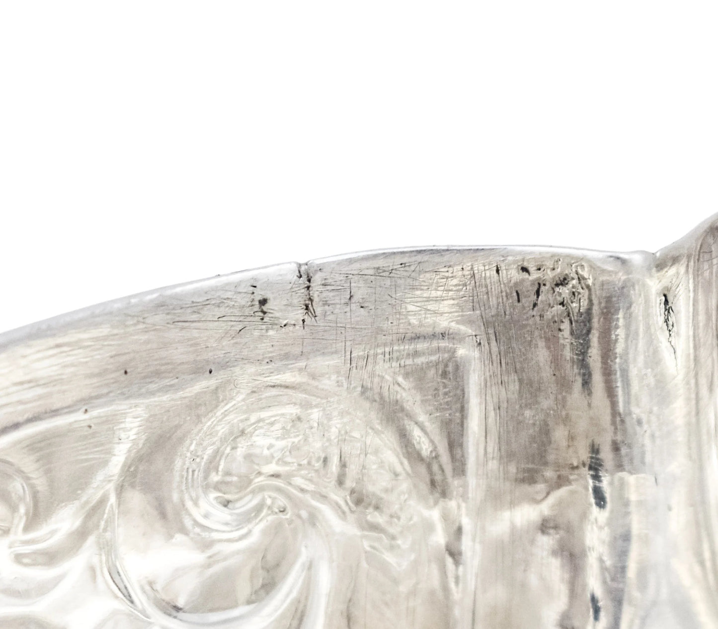 Georgian sterling silver lobed embossed fruit bowl with flying dog handles