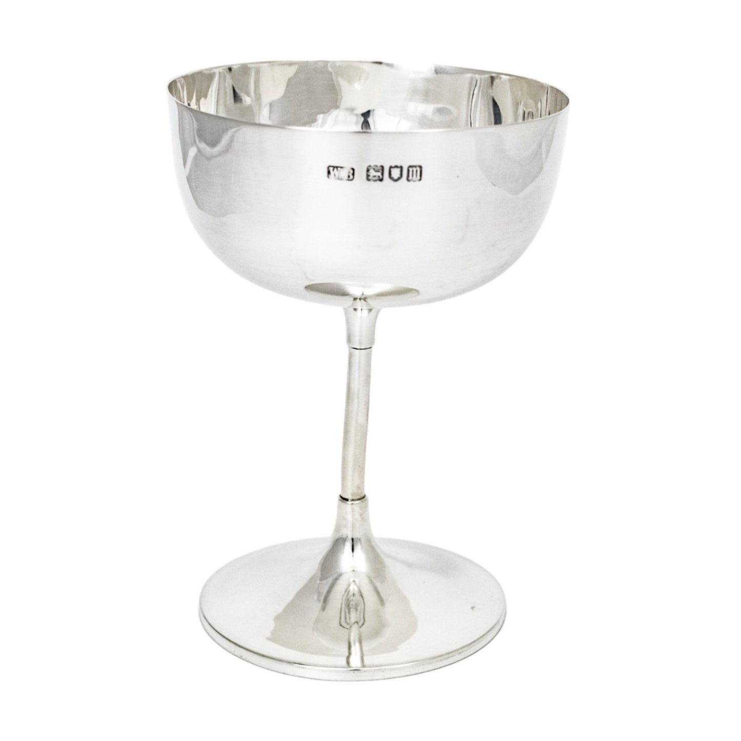 Edwardian sterling silver champagne glass dessert coupe, Bert & Co 1907