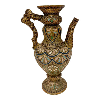 Victorian Wilhelm Schiller & Sohn pottery baluster ewer in Islamic style
