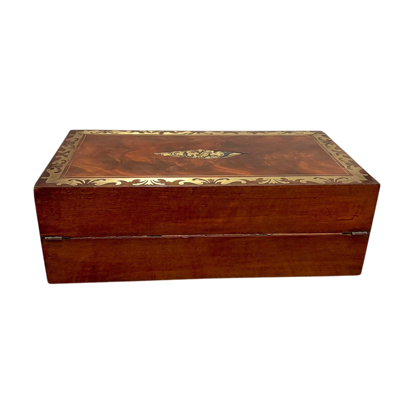 Victorian mahogany writing slope, brass inlay, secret drawers