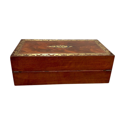 Victorian mahogany writing slope, brass inlay, secret drawers