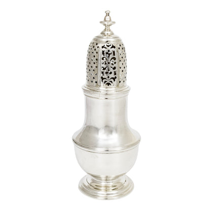 George II large sterling silver pepper pot / sugar sifter, Samuel Wood, 1740