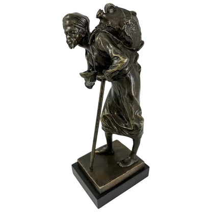 Paul Ludwig Kowalczewski bronze sculpture Arab Water Carrier, Braunlich & Langlotz