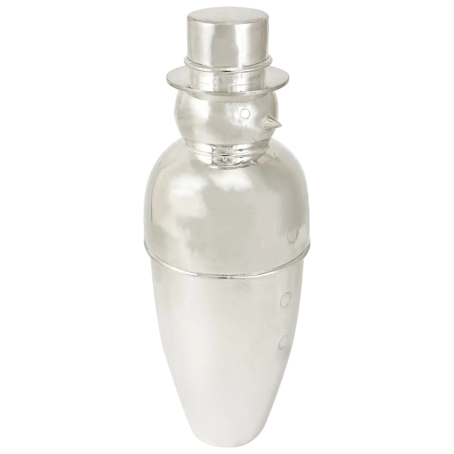 Art Deco Snowman silver plated novelty cocktail shaker 600 ml