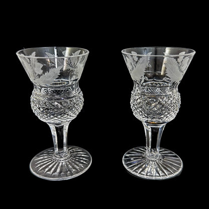 Victorian Edinburgh crystal 'Thistle' decanter set, 2 cordial glasses