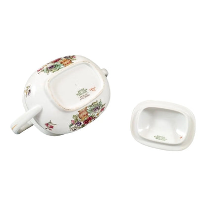 Spode bone china "Peplow" sugar bowl for Harrods, Chinoiserie flowers Rd. 568948