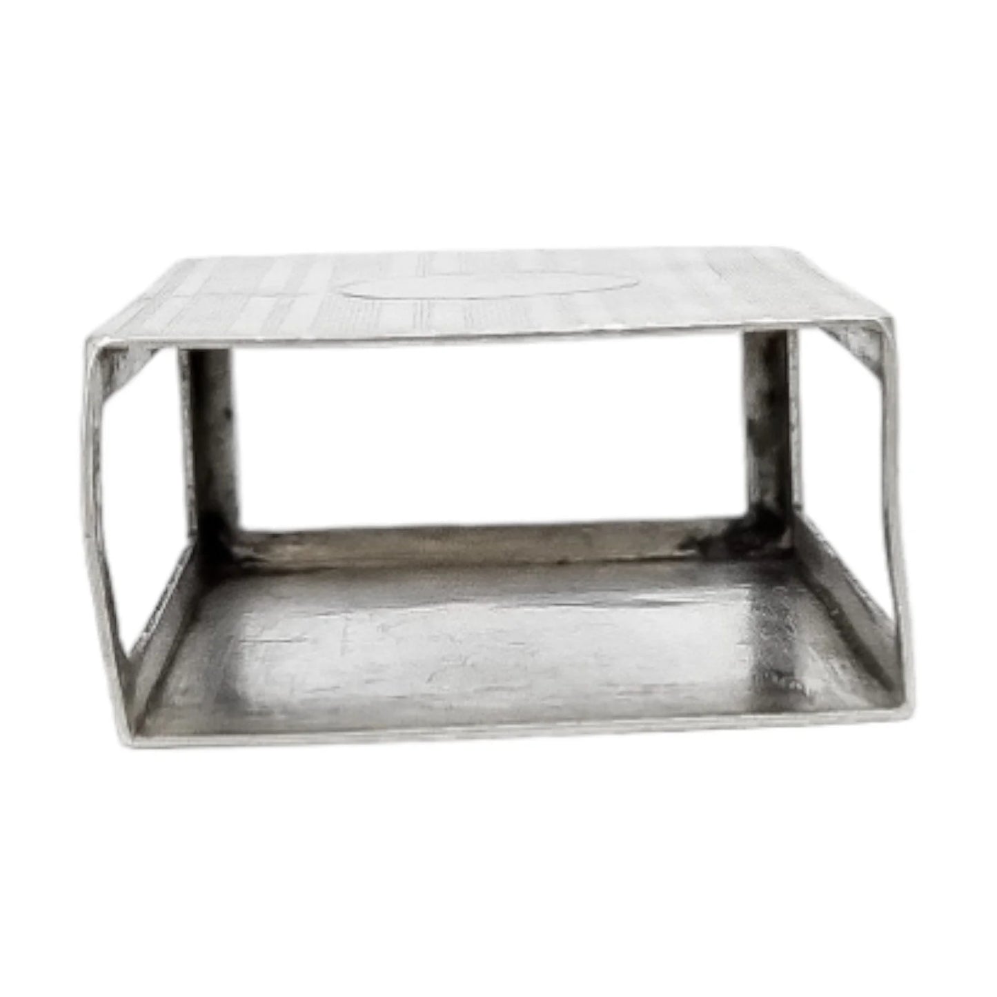 Art Deco sterling silver matchbox holder with vacant cartouche and banded design