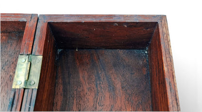 Victorian walnut piqué glove box with lock and key