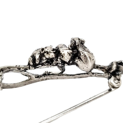 Vintage MASJ three mice on wheat stalk novelty bar brooch