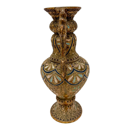 Victorian Wilhelm Schiller & Sohn pottery baluster ewer in Islamic style