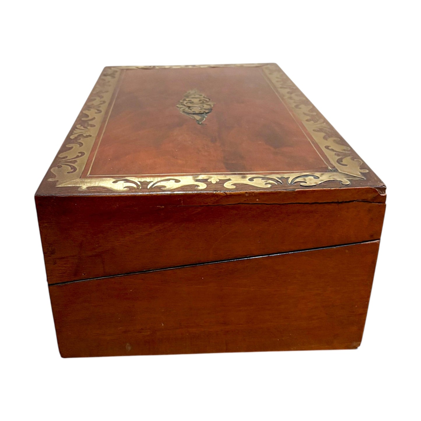 Victorian mahogany writing slope, brass inlay, secret drawers