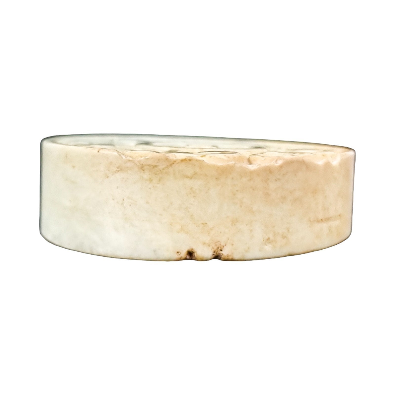 Chinese pale jade carved roundel depicting mice in pursuit