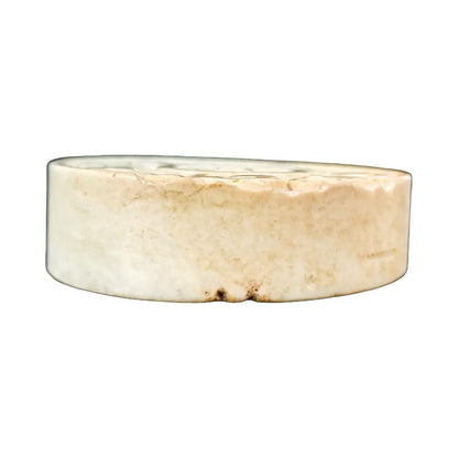 Chinese pale jade carved roundel depicting mice in pursuit