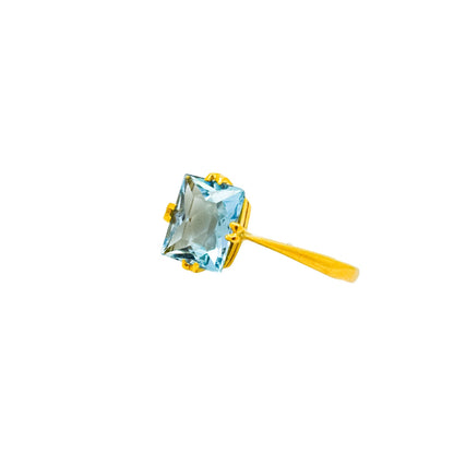 Antique 1.35 ct aquamarine solitaire ring in 22 ct yellow gold, size K ½