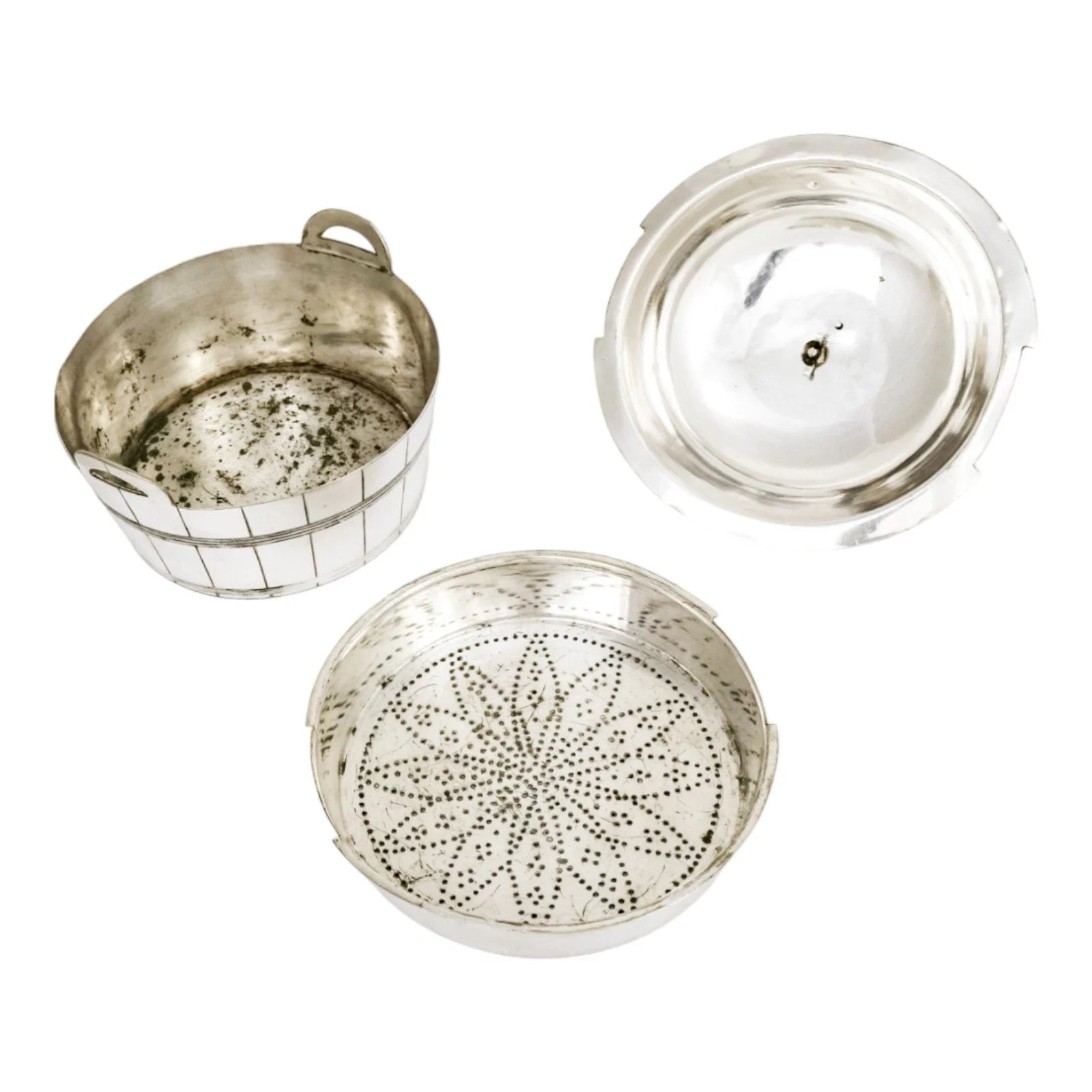 Victorian silver plated novelty dome lidded butter dish/ cheese strainer with cow finial