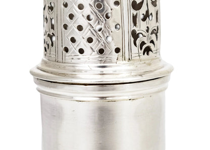 George II large sterling silver pepper pot / sugar sifter, Samuel Wood, 1740