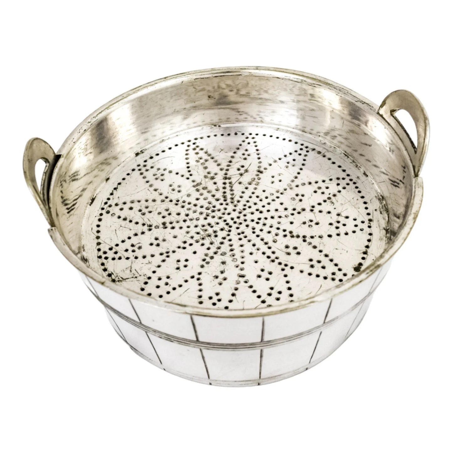 Victorian silver plated novelty dome lidded butter dish/ cheese strainer with cow finial