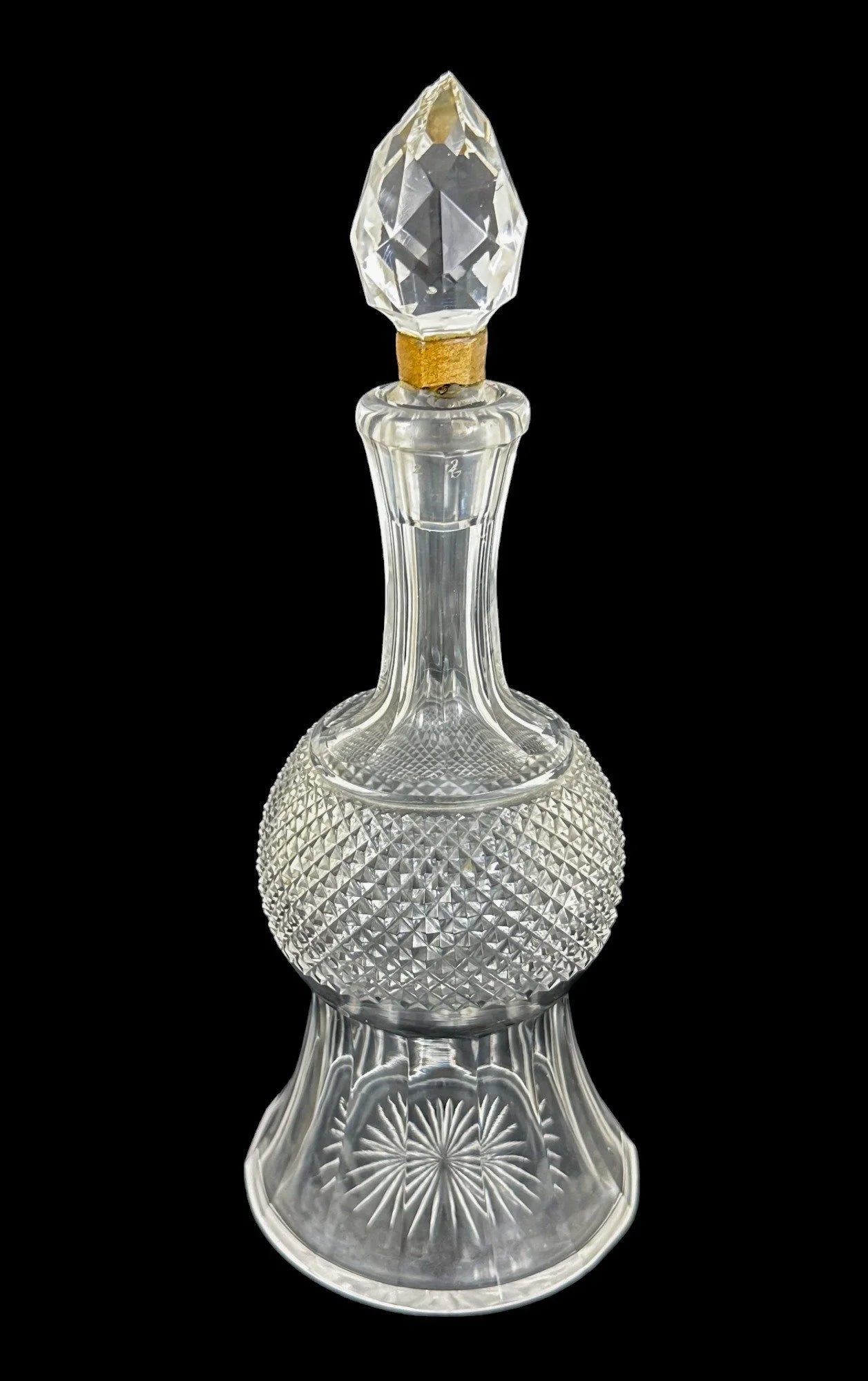 Victorian Edinburgh crystal 'Thistle' decanter set, 2 cordial glasses