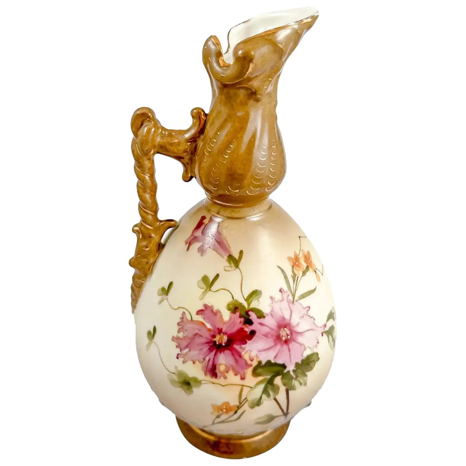 Art Nouveau Ernst Wahliss for Turn Vienna double gourd floral pitcher
