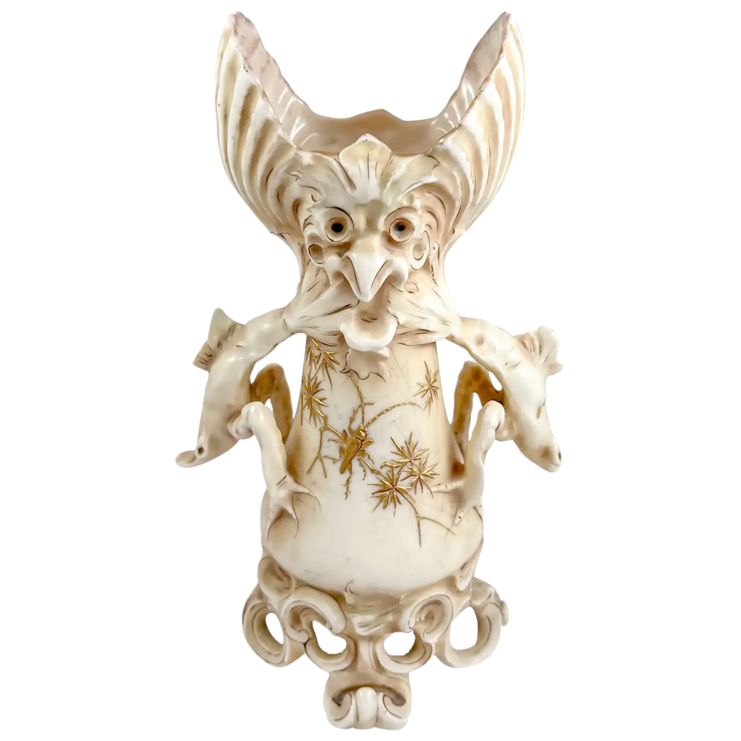 Art Nouveau Alfred Stellmacher for Turn Teplitz porcelain grotesque vase