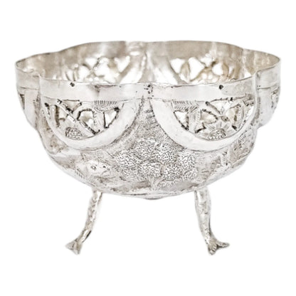 1890's Indian Calcutta silver figural bowl with embossed animal scenes