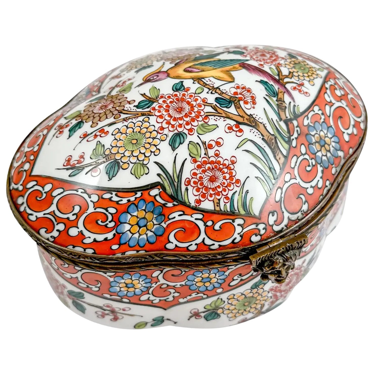 Desvres French Faience jewellery box with Roman mask closure