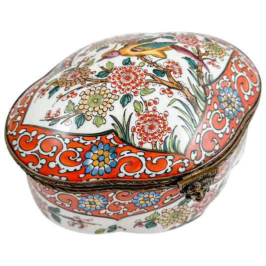 Desvres French Faience jewellery box with Roman mask closure