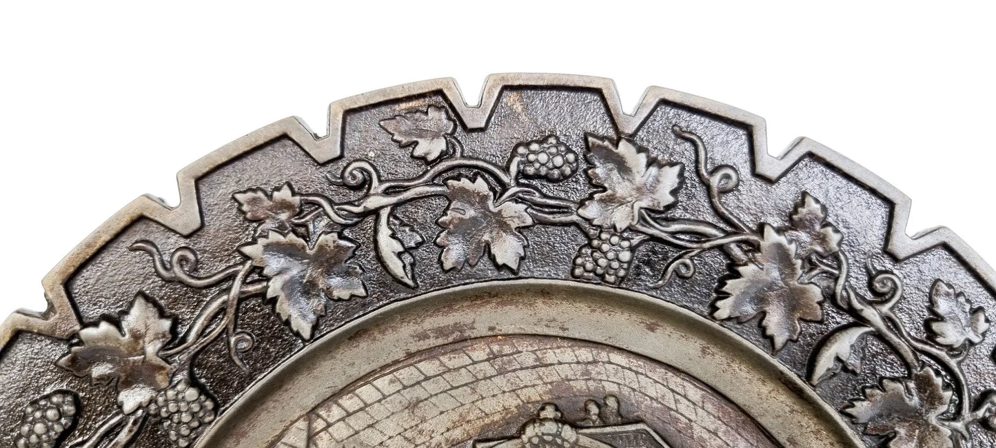 19th century "Das Große Fass im Heidelberger” Tun cast iron souvenir plate