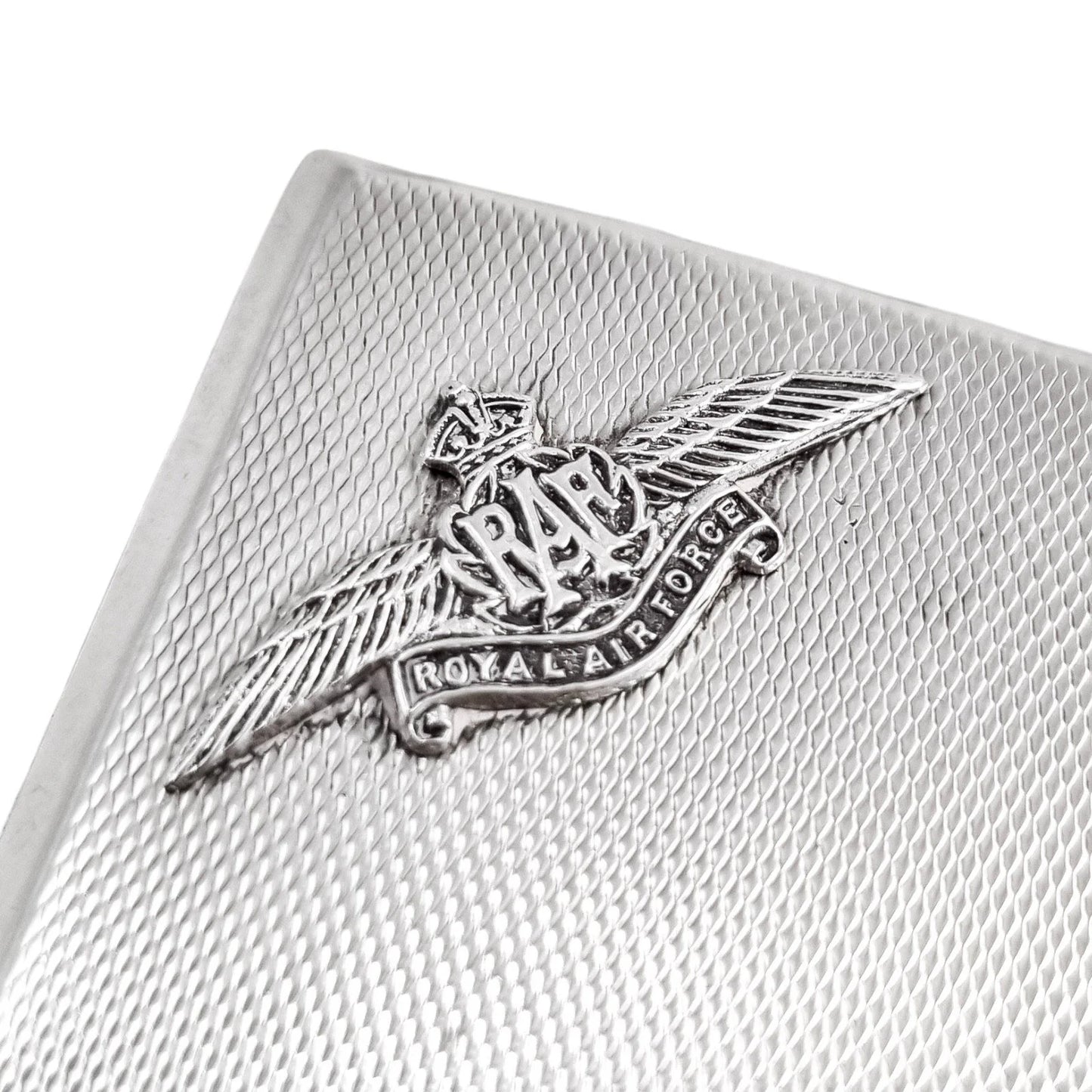 1930's Royal Air Force (RAF) gilt sterling silver engine-turned cigarette or card case