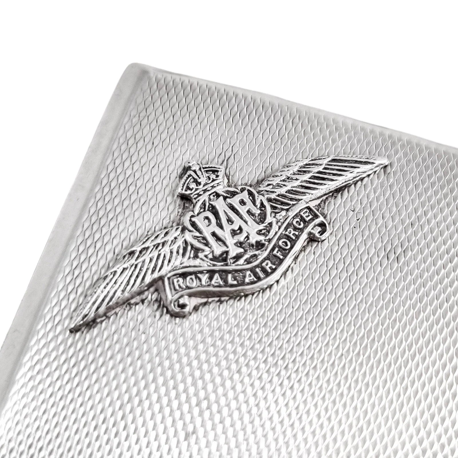 1930's Royal Air Force (RAF) gilt sterling silver engine-turned cigarette or card case