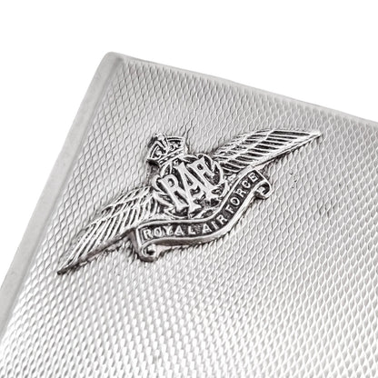 1930's Royal Air Force (RAF) gilt sterling silver engine-turned cigarette or card case