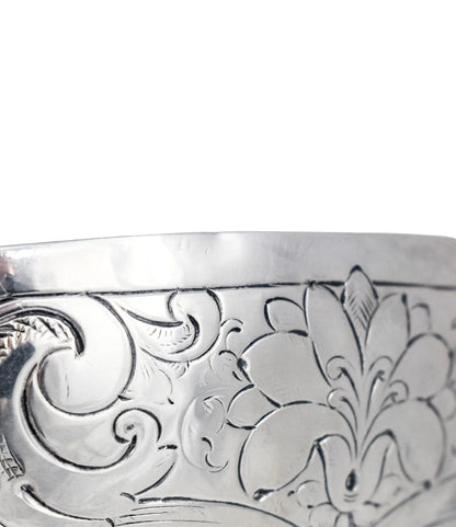 Georgian sterling silver lobed embossed fruit bowl with flying dog handles