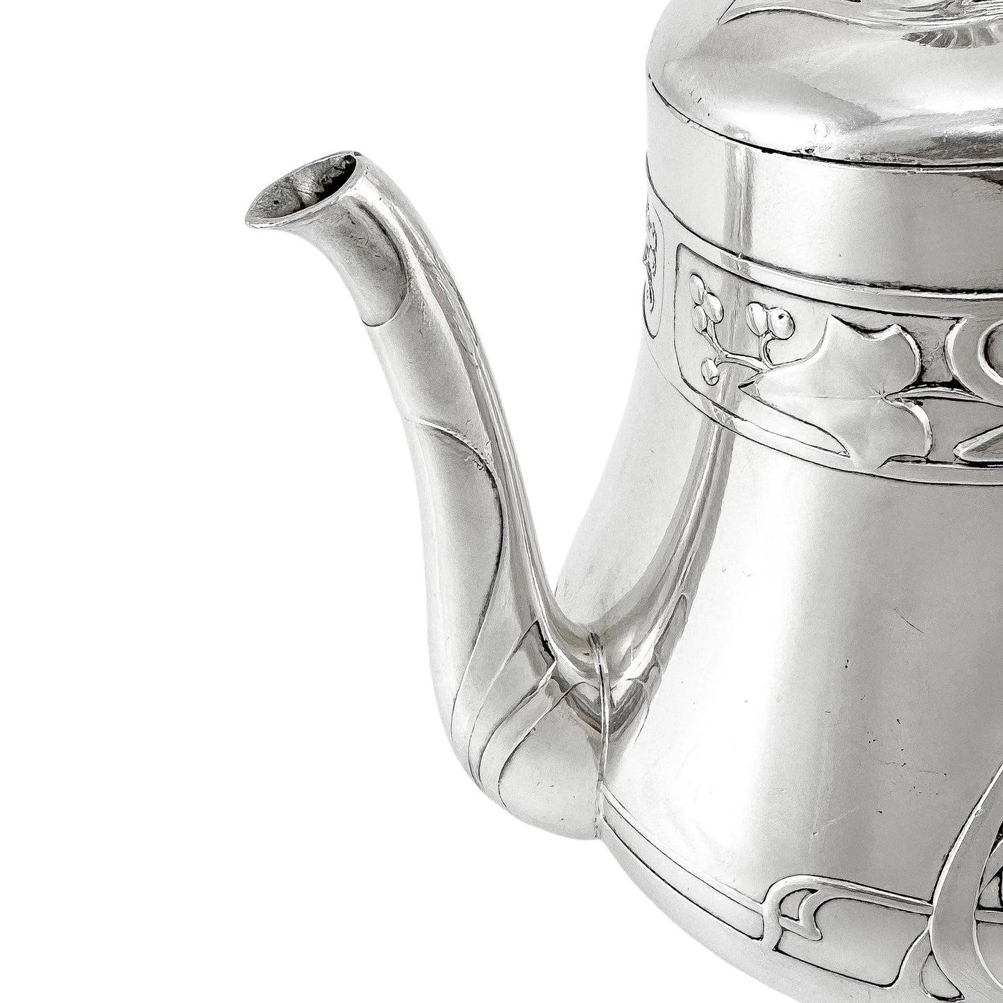 Silver plated WMF Art Nouveau Jugendstil five-piece tea and coffee set on tray