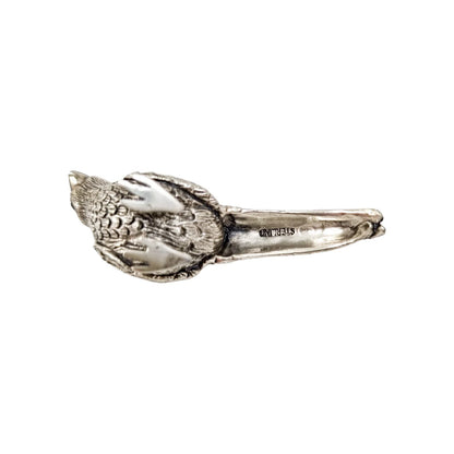 Edwardian style sterling silver bird pheasant pin cushion with ruby red eyes