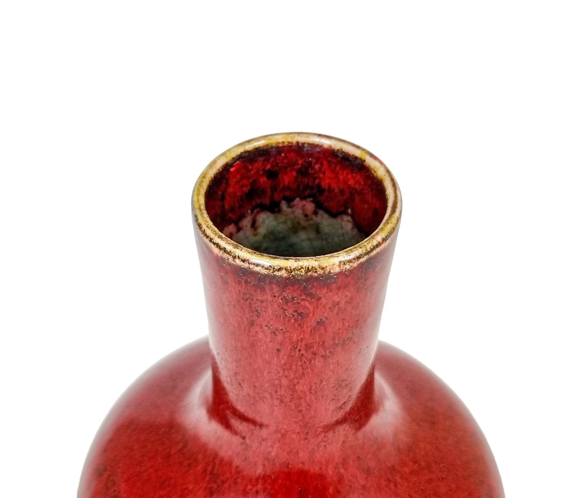 Chinese 19th Century sang de boeuf bottle Tianqiuping vase; flambe glazed porcelain