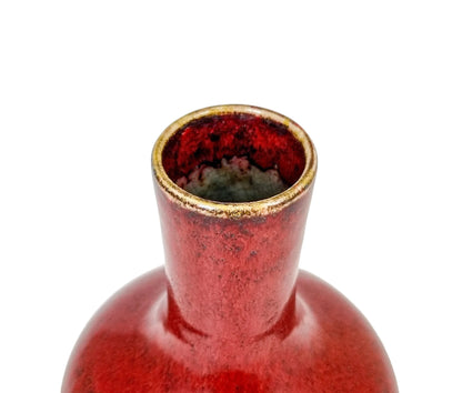 Chinese 19th Century sang de boeuf bottle Tianqiuping vase; flambe glazed porcelain