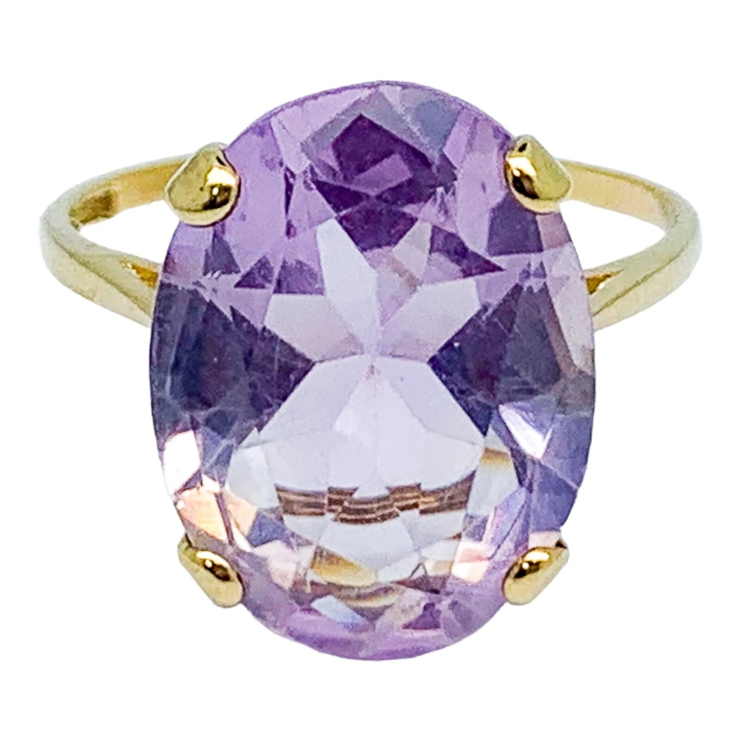 Huge vintage 8.15ct amethyst statement cocktail ring, 9kt yellow gold, size P