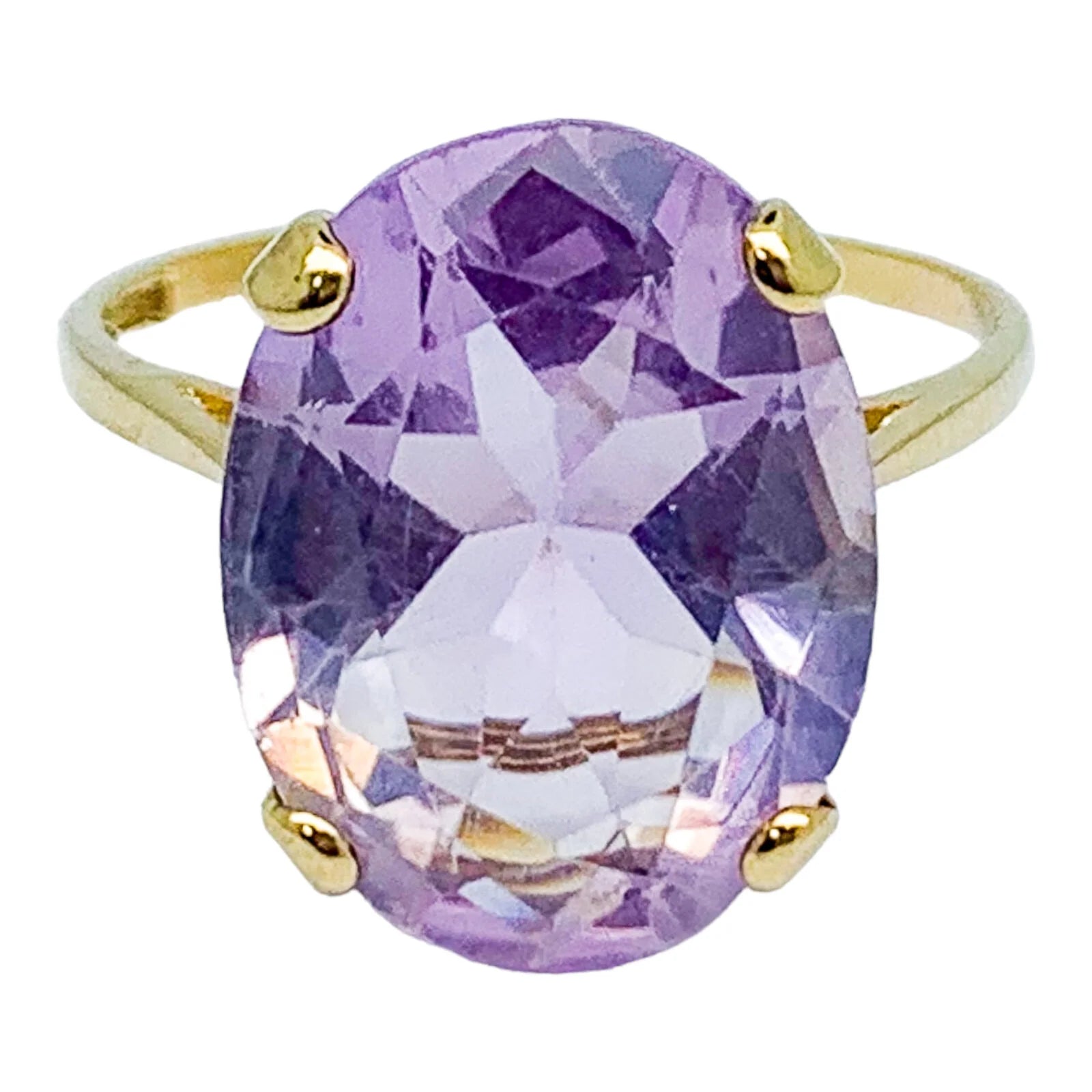 Huge vintage 8.15ct amethyst statement cocktail ring, 9kt yellow gold, size P